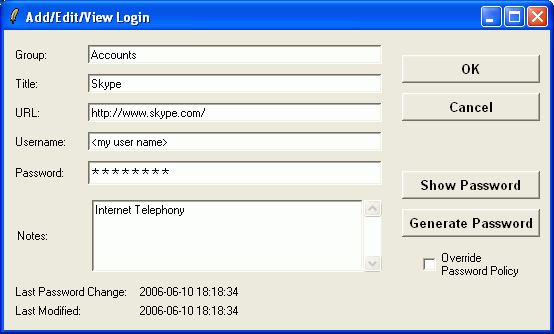 (Login Dialog)