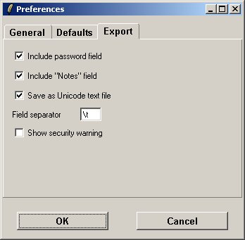 (Export Preferences Dialog)