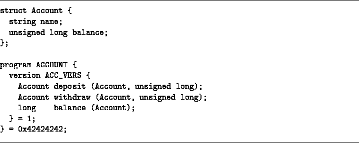 \begin{figure}
\hrule\vspace{3mm}
\par\verbatiminput{include/account.x}\par\hrule\par\end{figure}